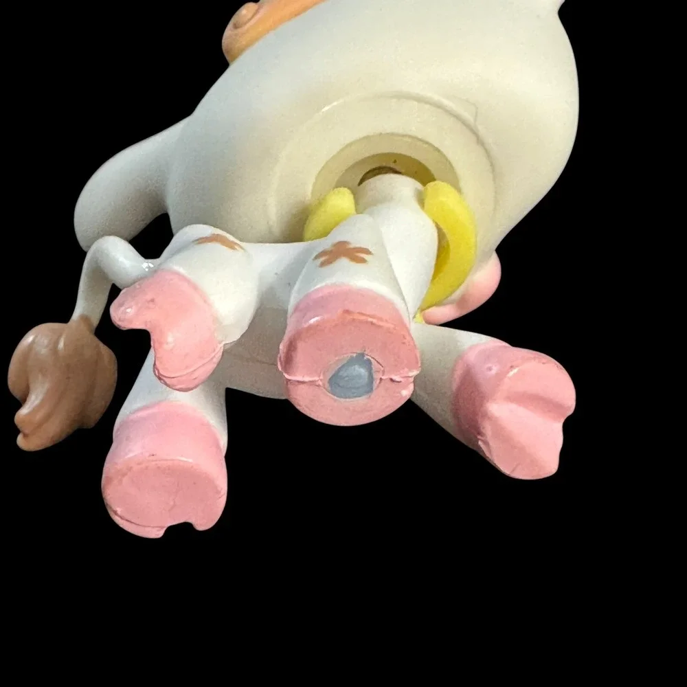 Authentic LPS Cow & Bell #476 Littlest Pet Shop‎ Brown Flower Eyes Pink Hooves